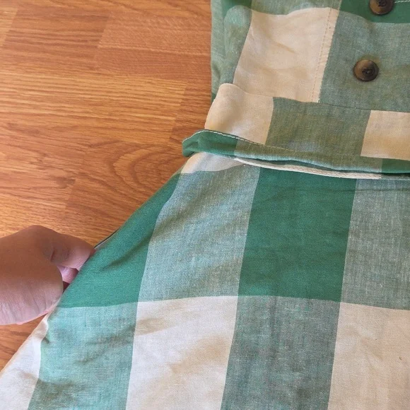 Anthropologie Maeve Greta Gingham Dress Sundress Size 4 Green and White Midi - Picture 9 of 13